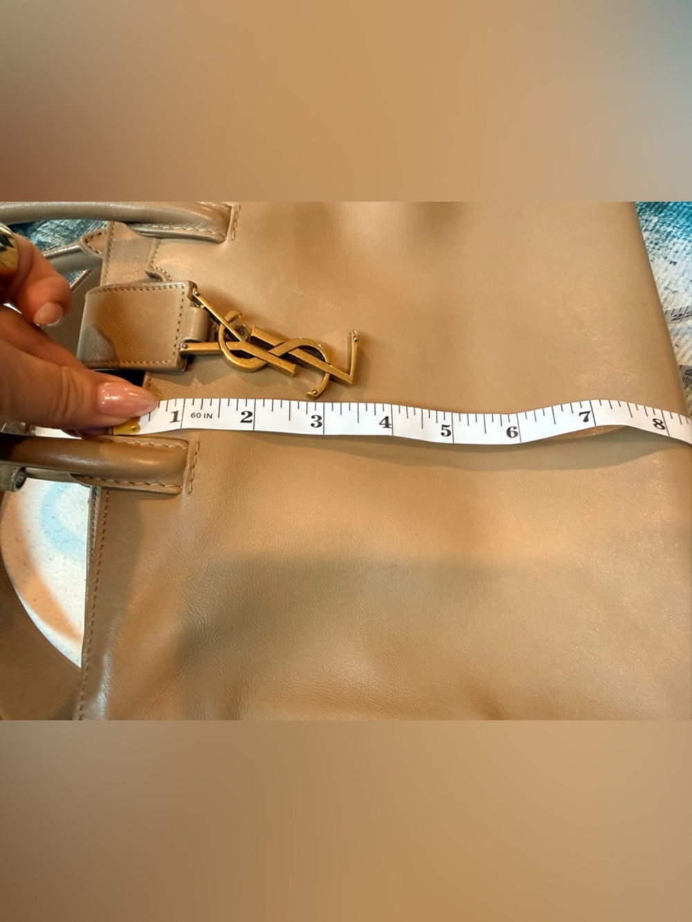 Saint Laurent Monogram Cabas Downtown Bag with Gold YSL Logo - Picture 11 of 16